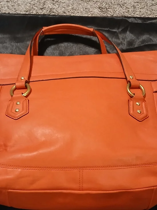 Coach Campbell Eva Flap Satchel Red Orange Leather Crossbody Shoulder Bag Gold - Picture 12 of 16